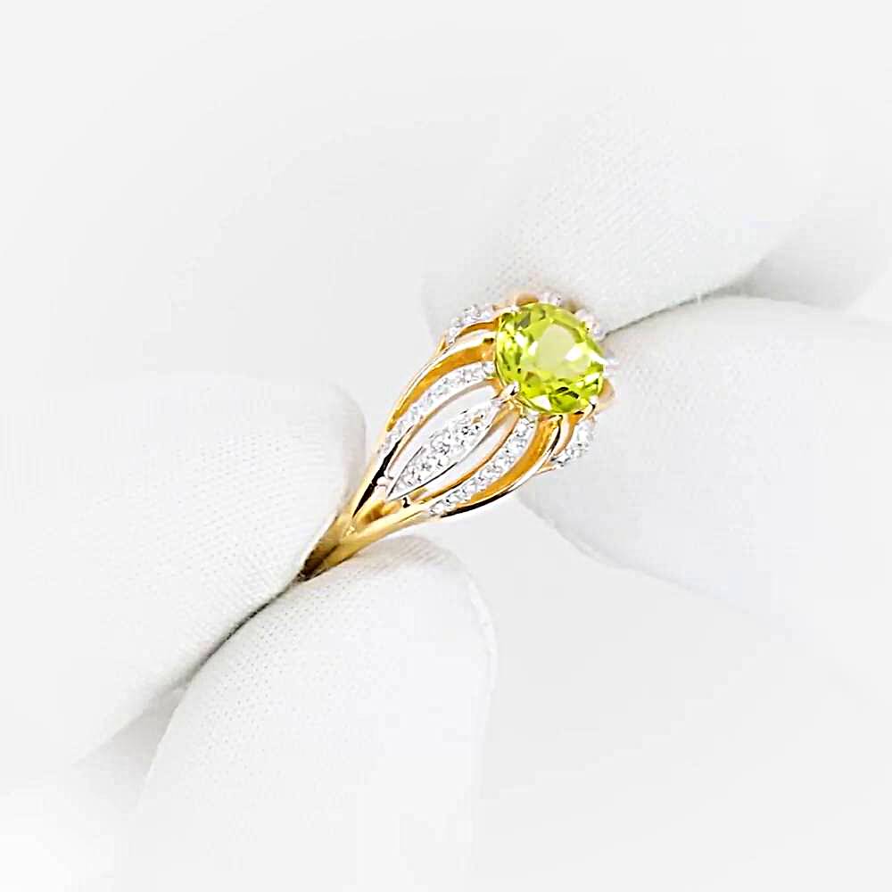 Кольцо с хризолитами и фианитами из красного золота 585 пробы 1