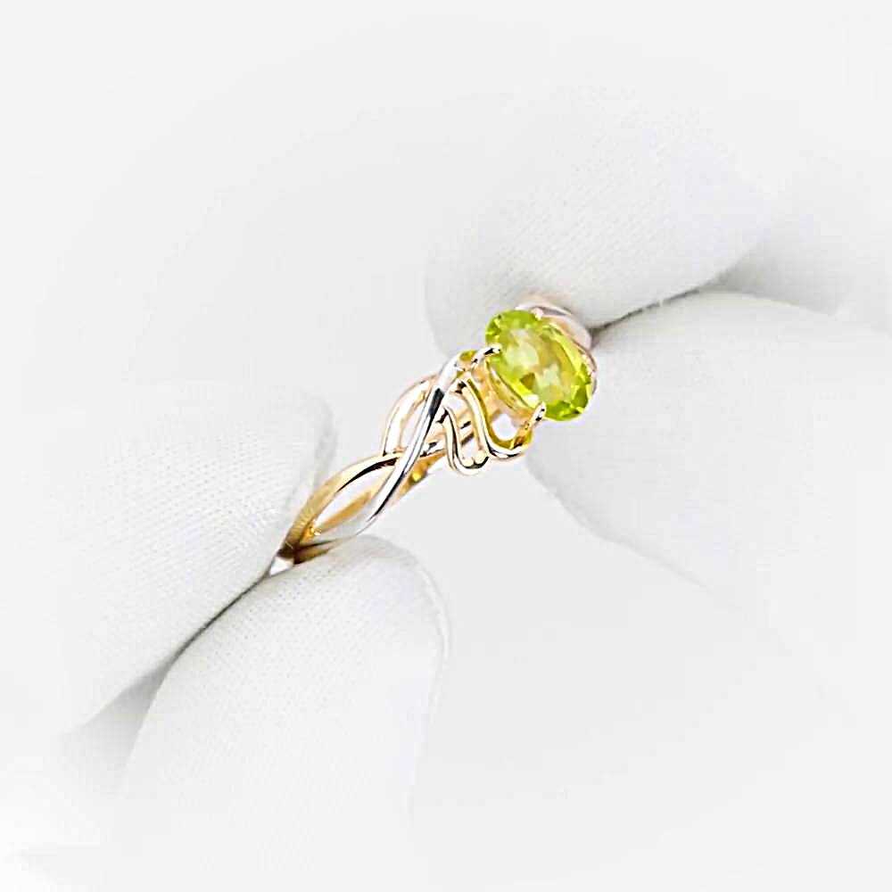 Кольцо с хризолитом из красного золота 585 пробы 1