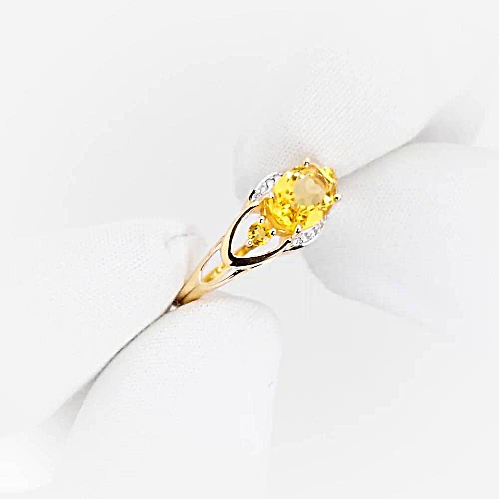 Кольцо с цитринами и фианитами из красного золота 585 пробы 1