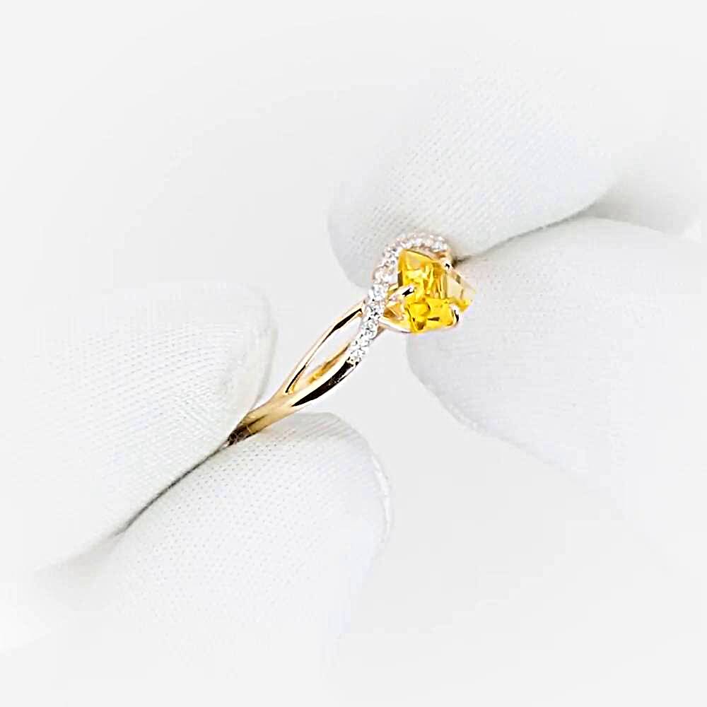 Кольцо с цитринами и фианитами из красного золота 585 пробы 1