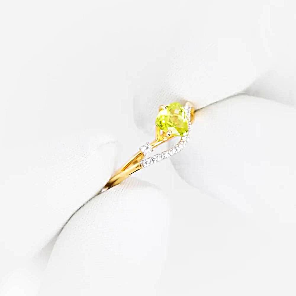 Кольцо с хризолитами и фианитами из красного золота 585 пробы 1