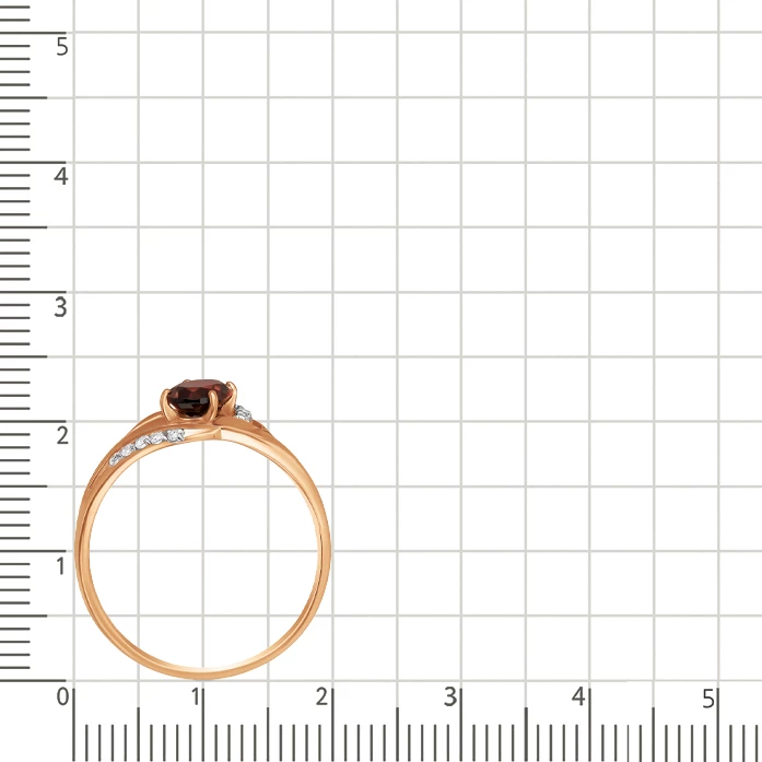 Кольцо с гранатами и фианитами из красного золота 585 пробы 4