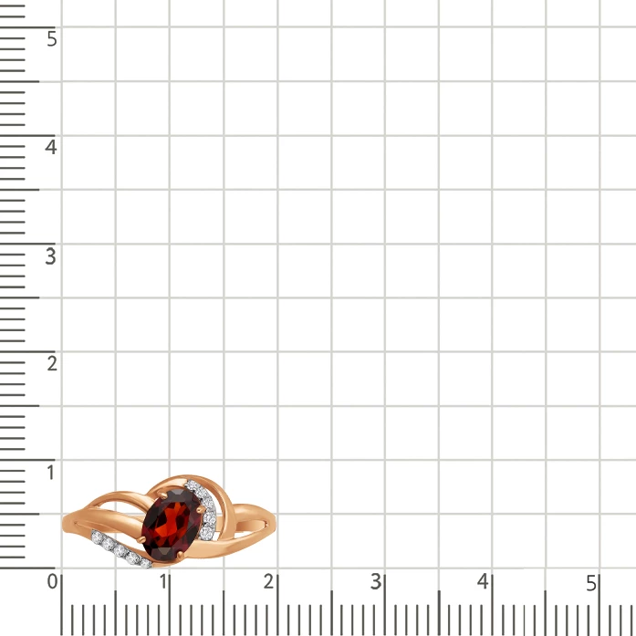 Кольцо с гранатами и фианитами из красного золота 585 пробы 3