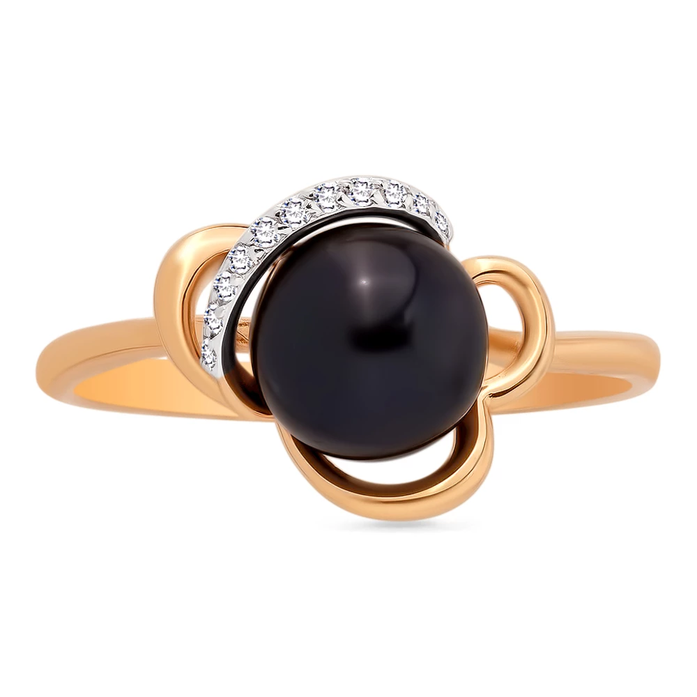 Кольцо с культивированным жемчугом из красного золота 585 пробы