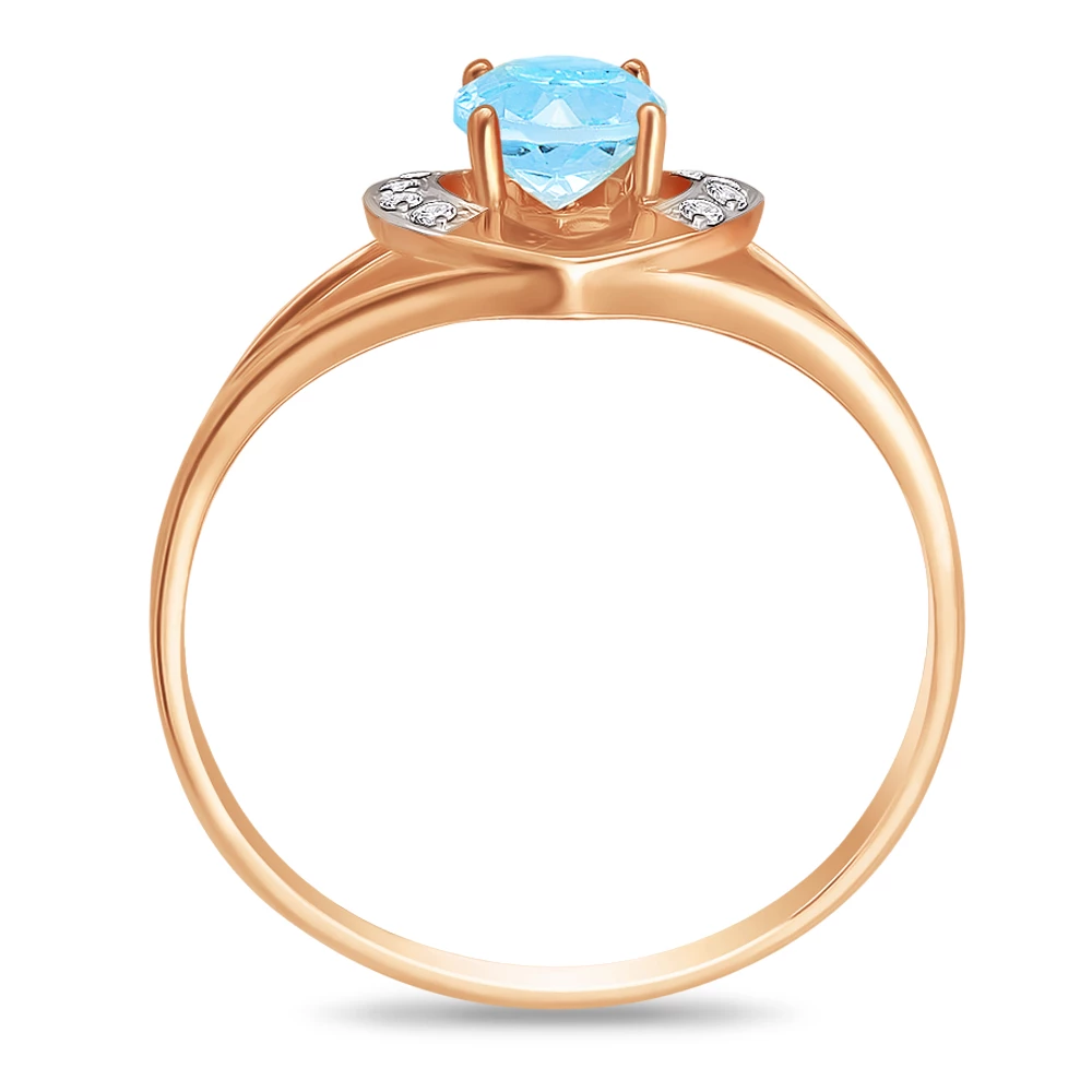 Кольцо с топазами и фианитами из красного золота 585 пробы 3