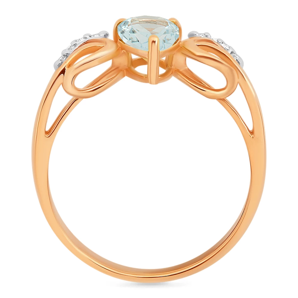 Кольцо с топазами и фианитами из красного золота 585 пробы 3