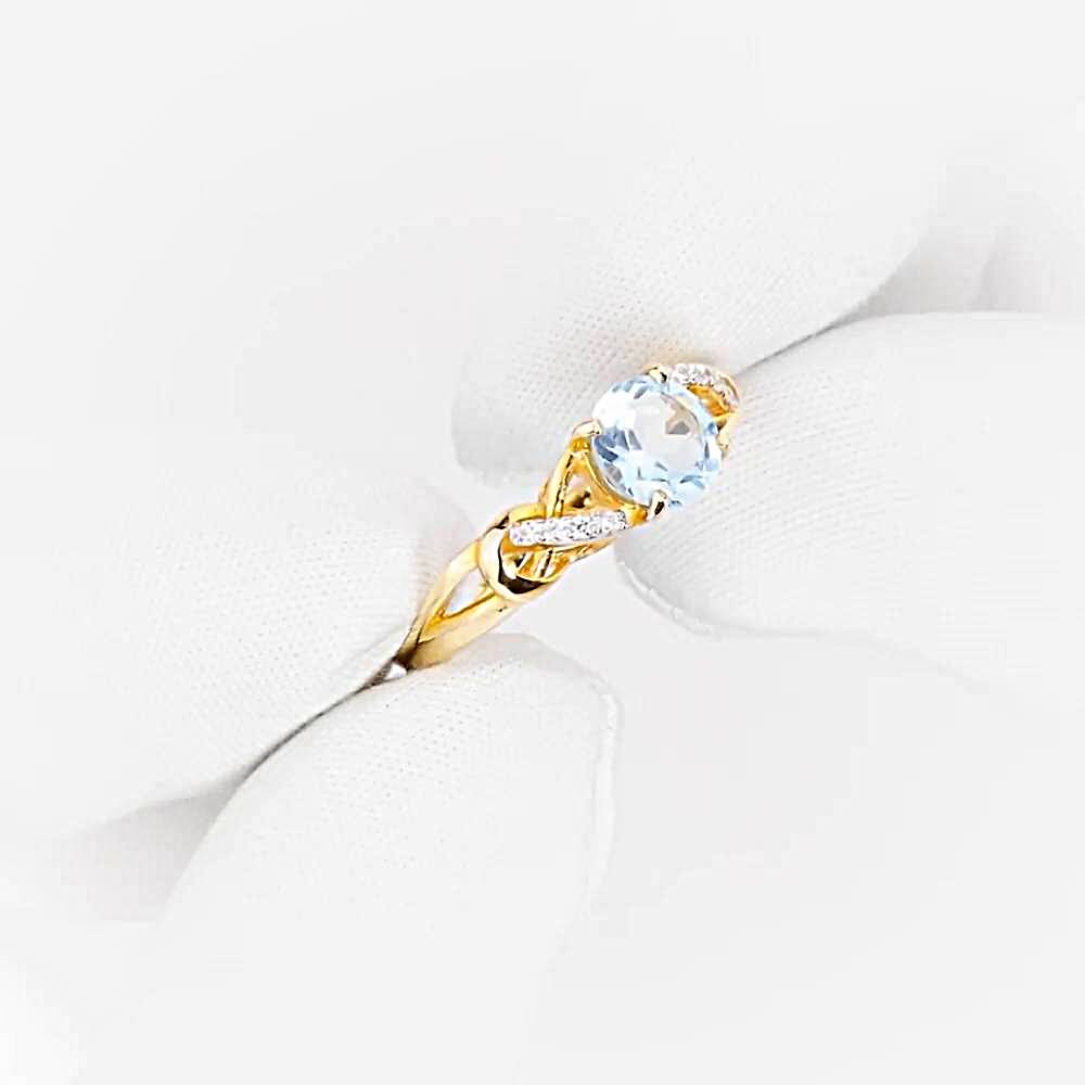 Кольцо с топазами и фианитами из красного золота 585 пробы 1