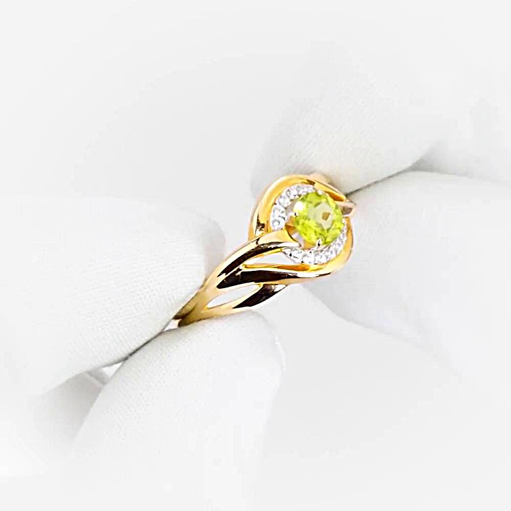 Кольцо с хризолитами и фианитами из красного золота 585 пробы 1