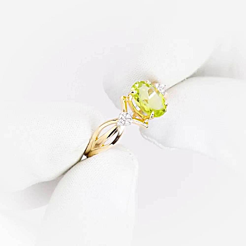 Кольцо с хризолитами и фианитами из красного золота 585 пробы 1