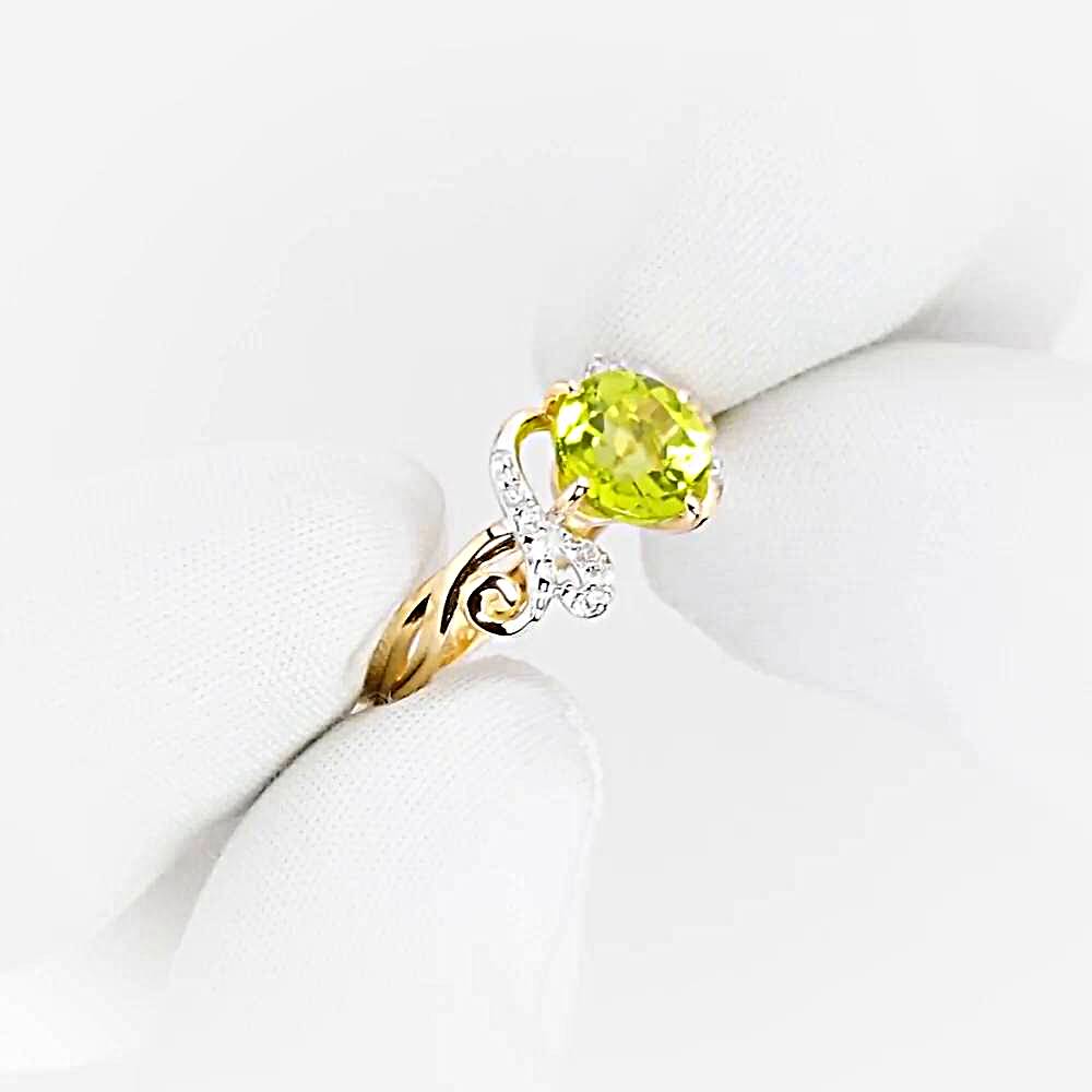 Кольцо с хризолитами и фианитами из красного золота 585 пробы 1