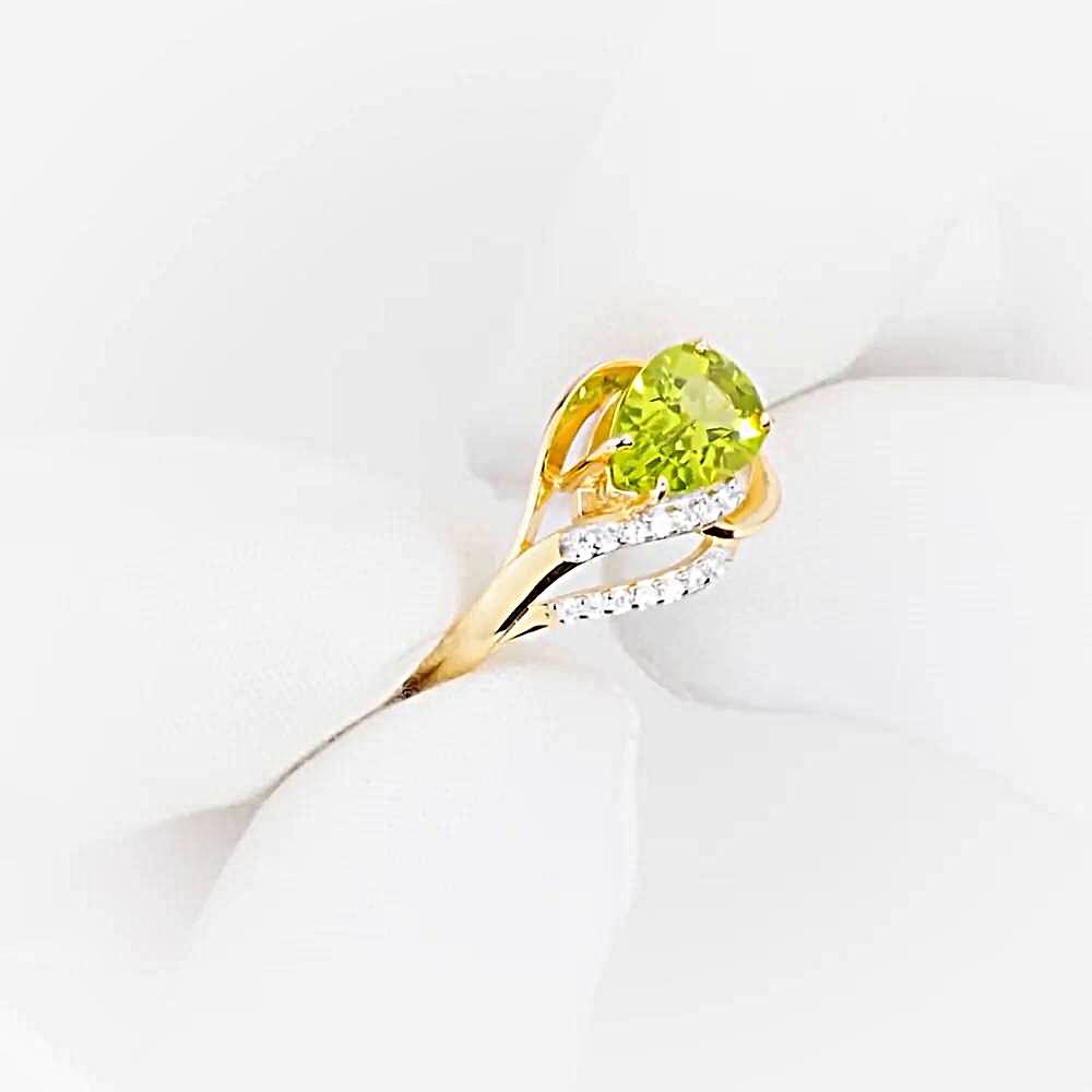 Кольцо с хризолитами и фианитами из красного золота 585 пробы 1