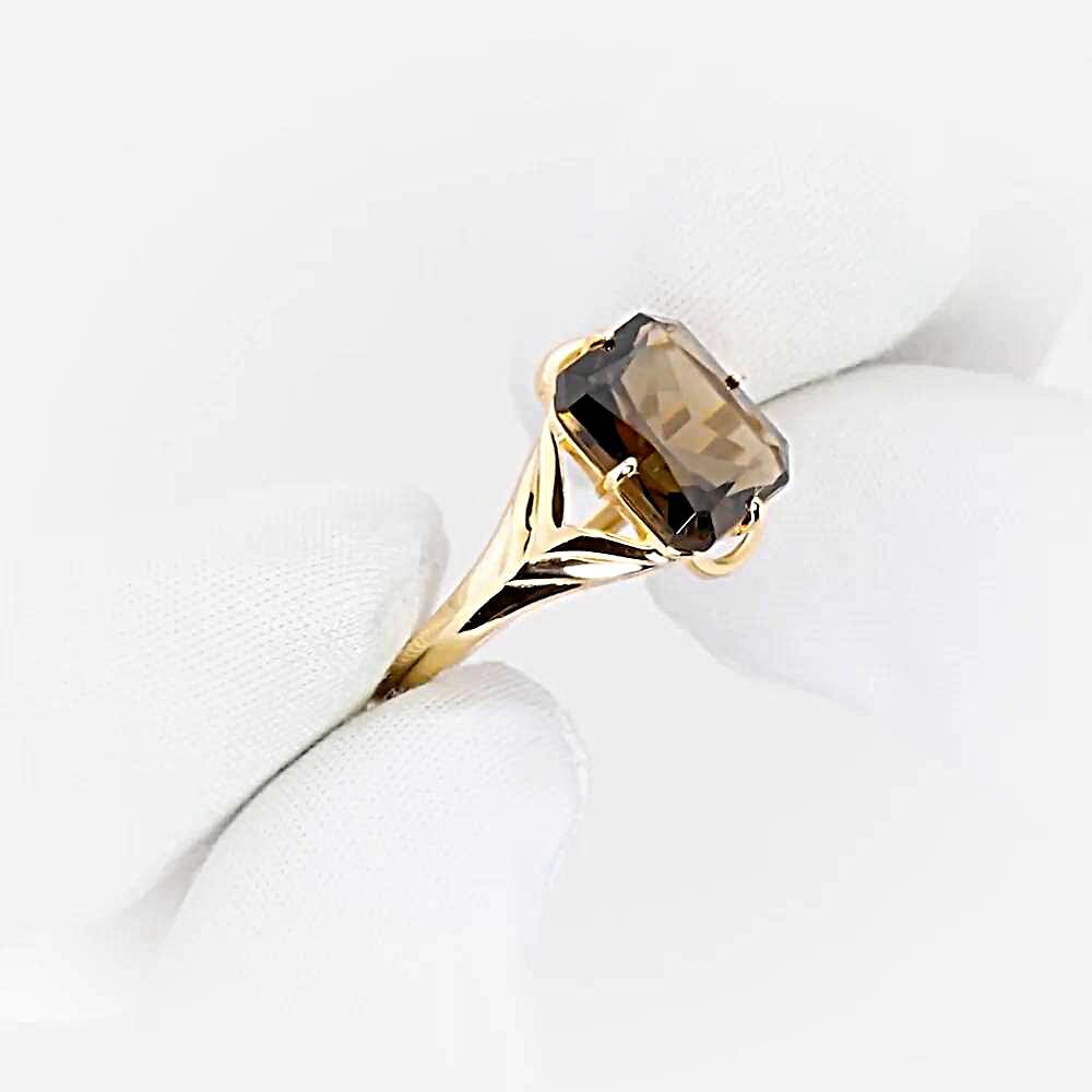 Кольцо с раух-топазом из красного золота 585 пробы 1