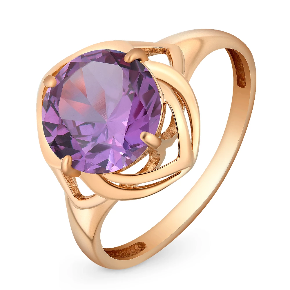 Кольцо с александритом синтетическим из красного золота 585 пробы