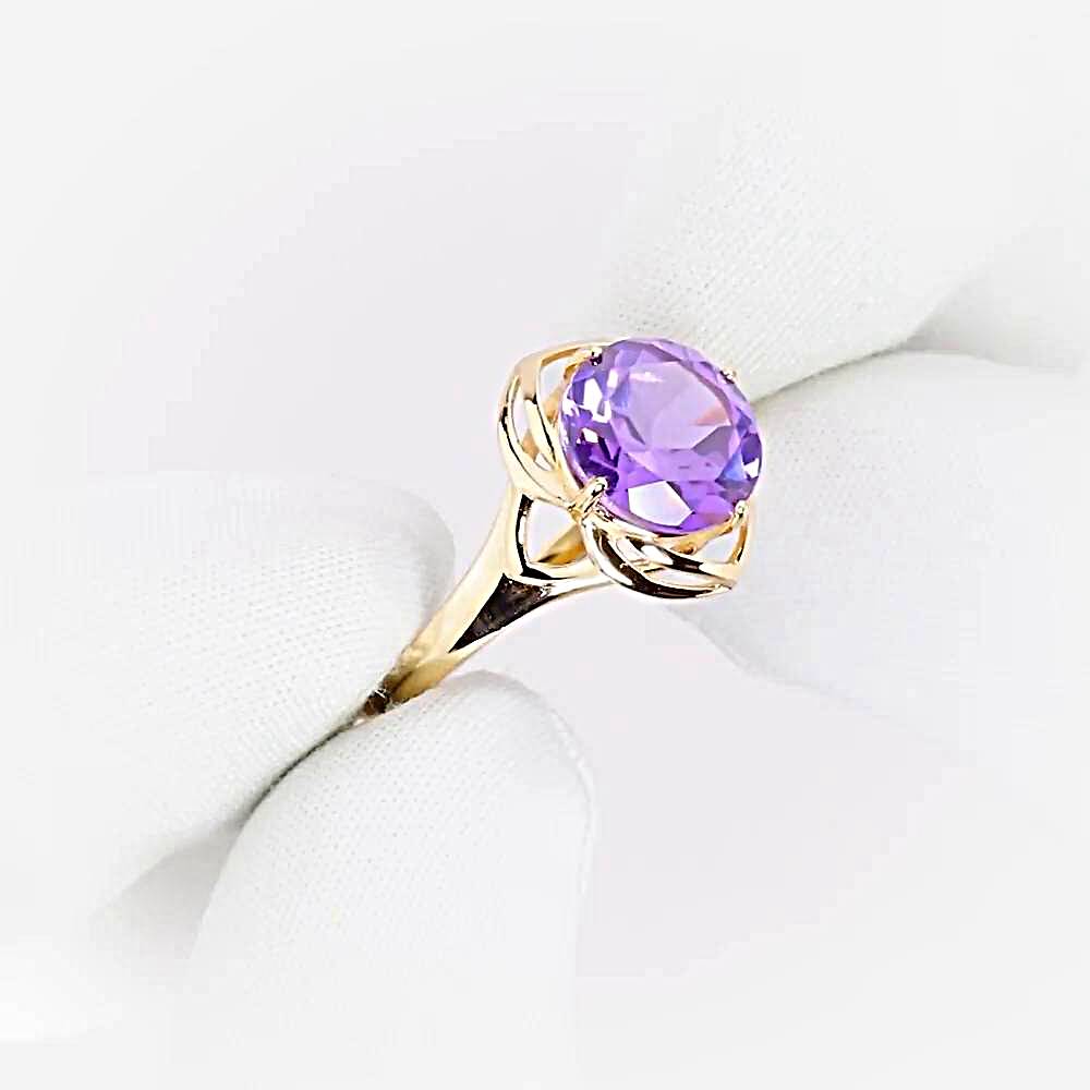 Кольцо с александритом синтетическим из красного золота 585 пробы 1