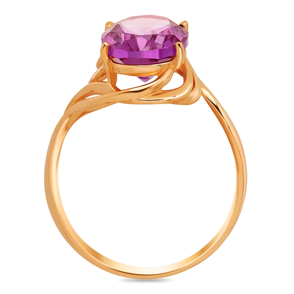 Кольцо с александритом синтетическим из красного золота 585 пробы