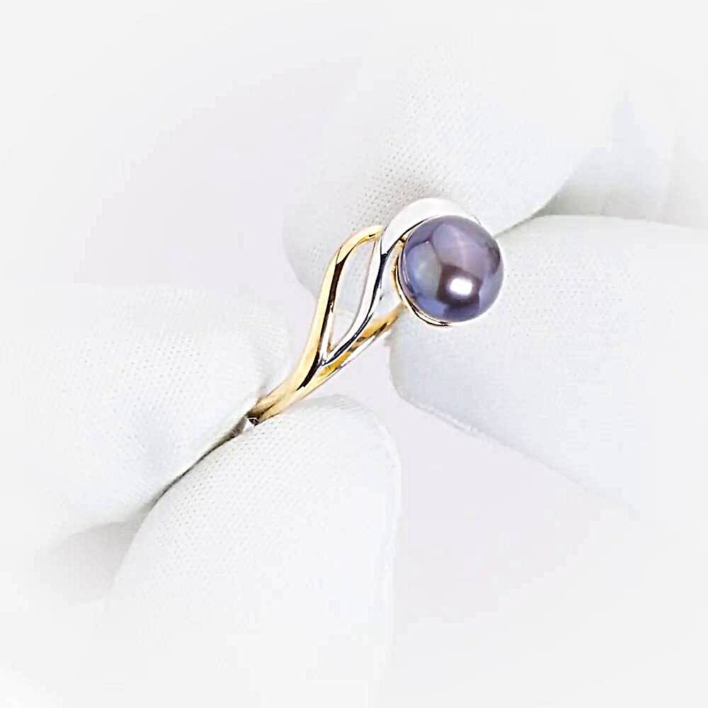 Кольцо с культивированным жемчугом из красного золота 585 пробы 1