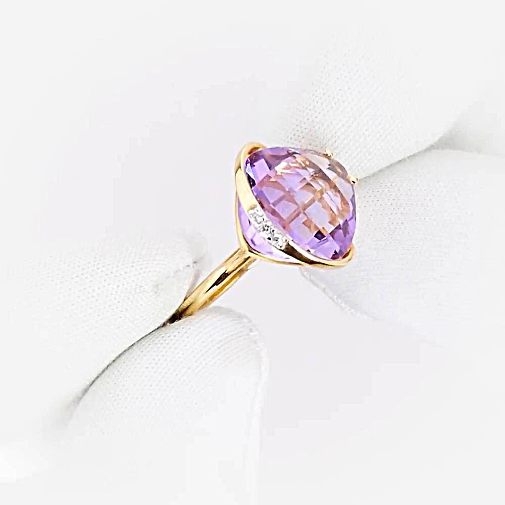 Кольцо с аметистами и фианитами из красного золота 585 пробы 1