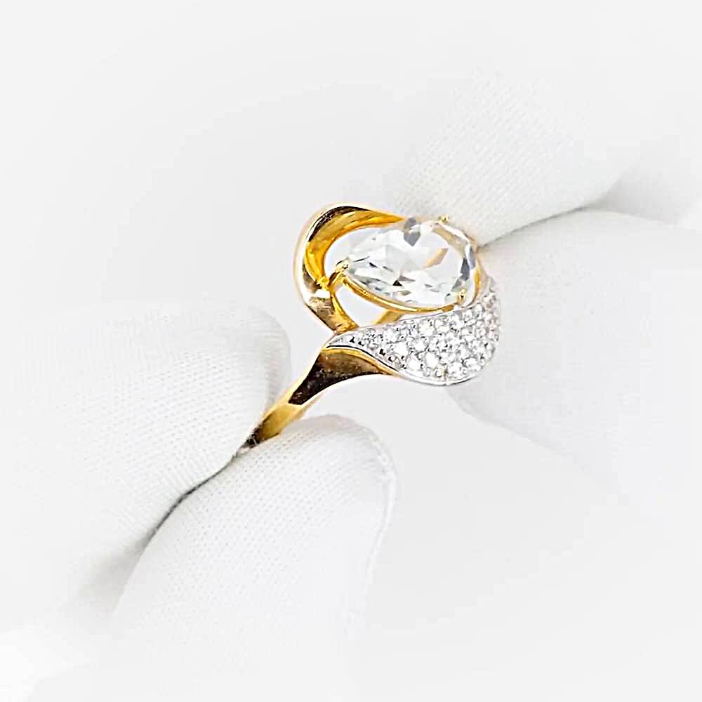 Кольцо с аметистами и фианитами из красного золота 585 пробы 1