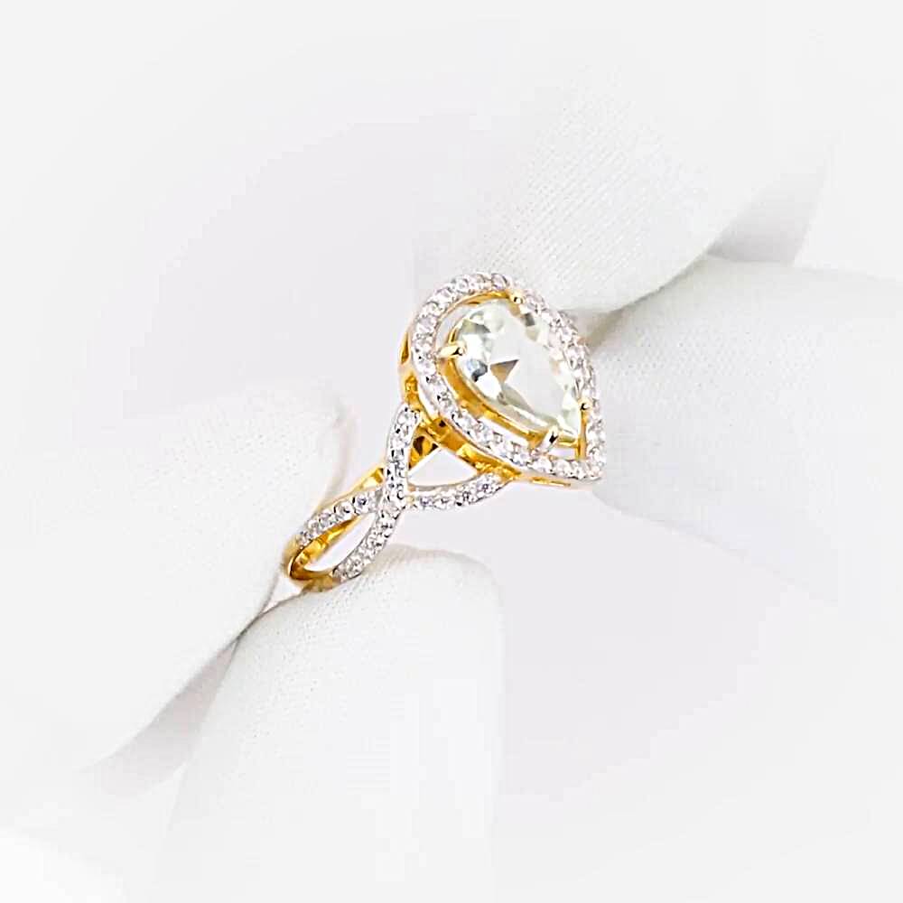 Кольцо с аметистами и фианитами из красного золота 585 пробы 1