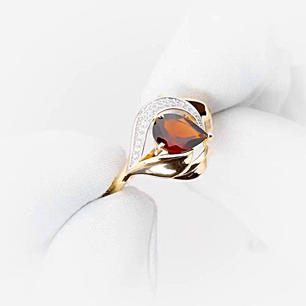 Кольцо с гранатами и фианитами из красного золота 585 пробы 1