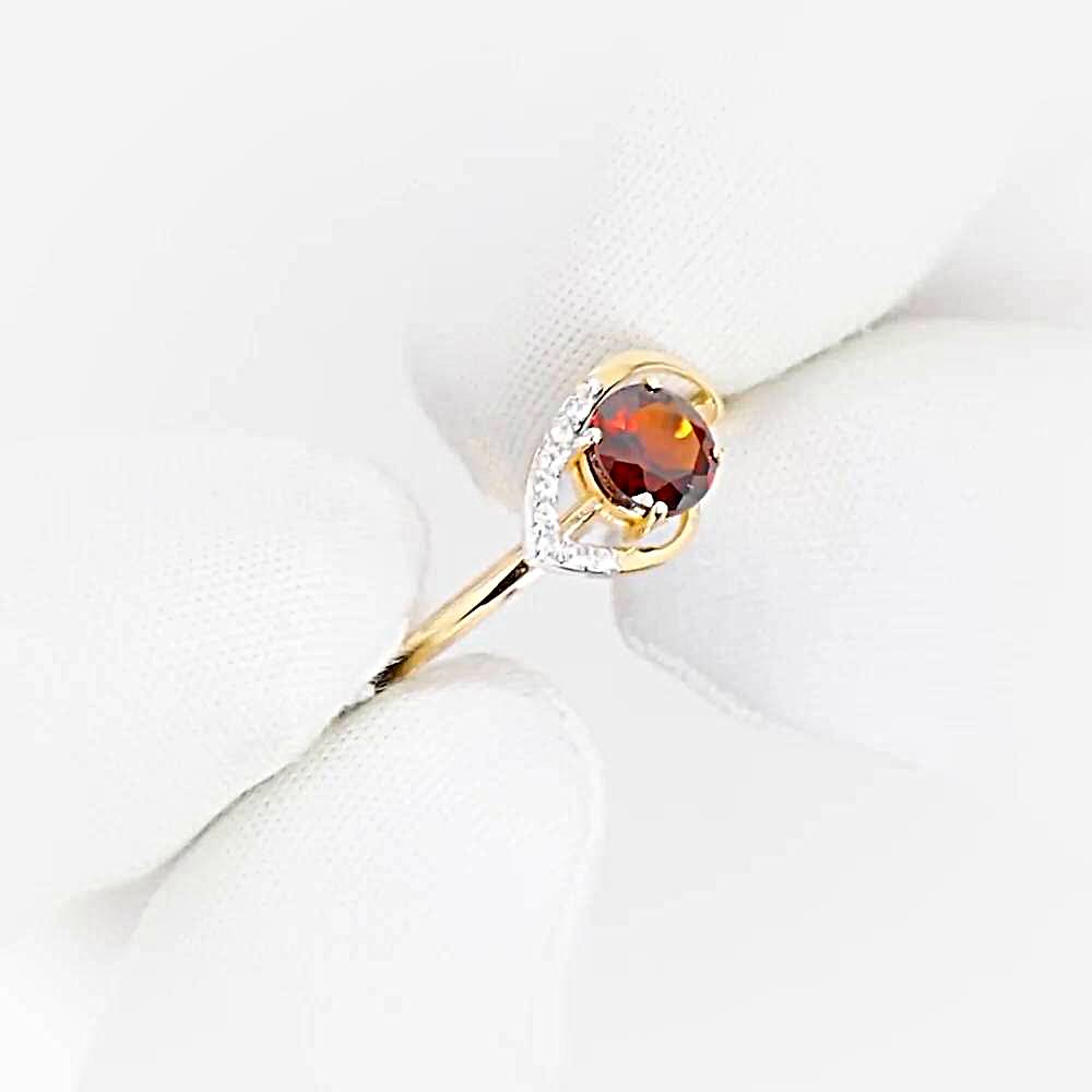 Кольцо с гранатами и фианитами из красного золота 585 пробы 1