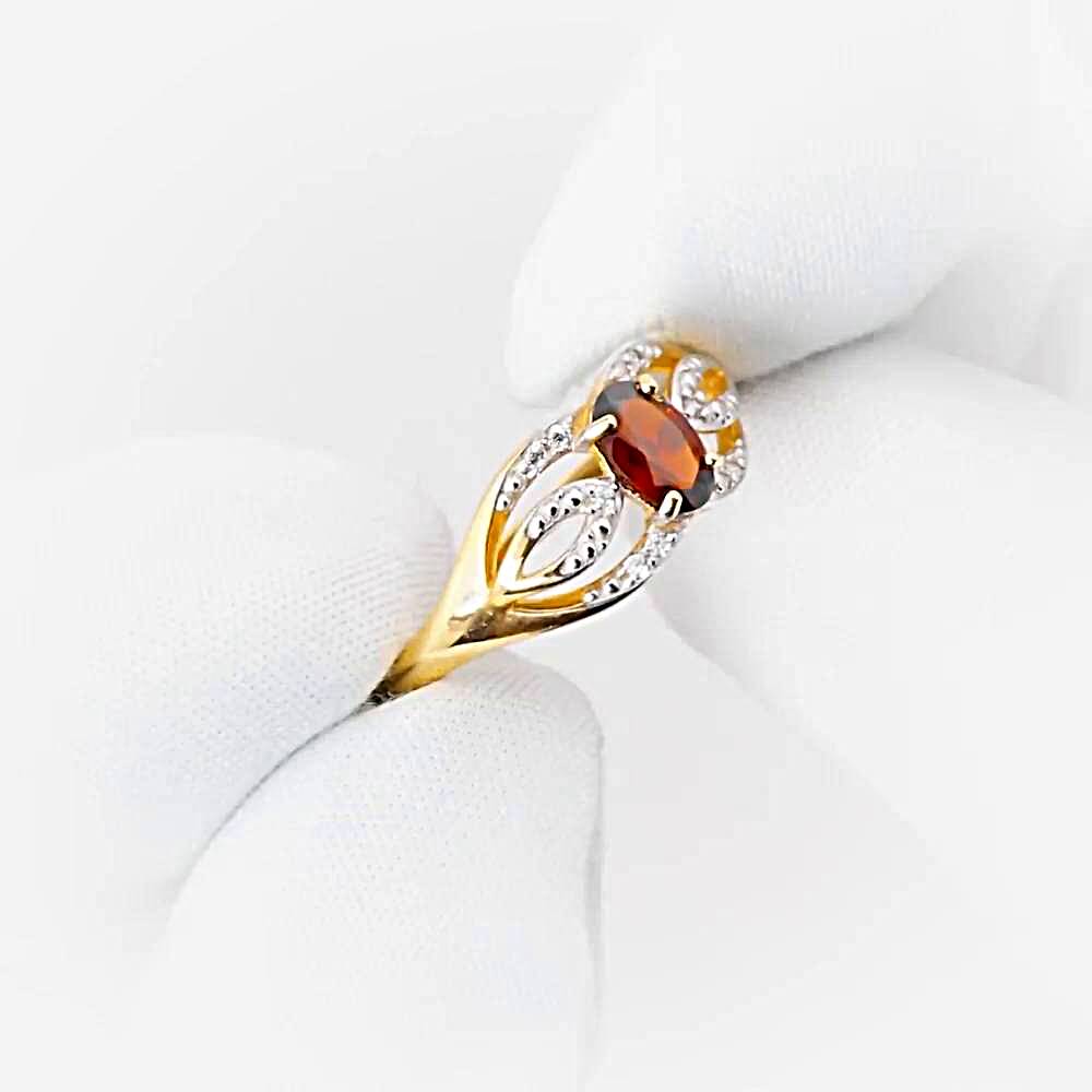 Кольцо с гранатами и фианитами из красного золота 585 пробы 1