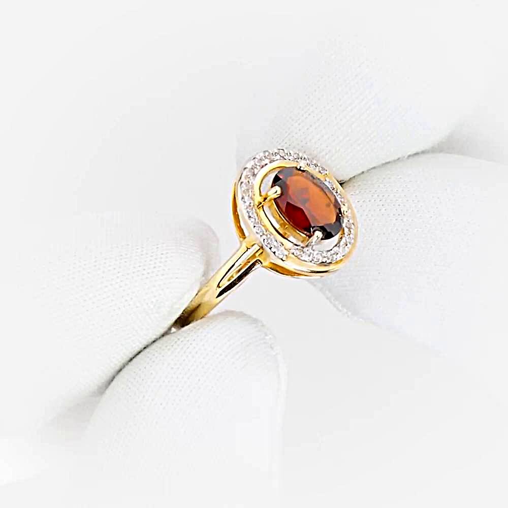 Кольцо с гранатами и фианитами из красного золота 585 пробы 1