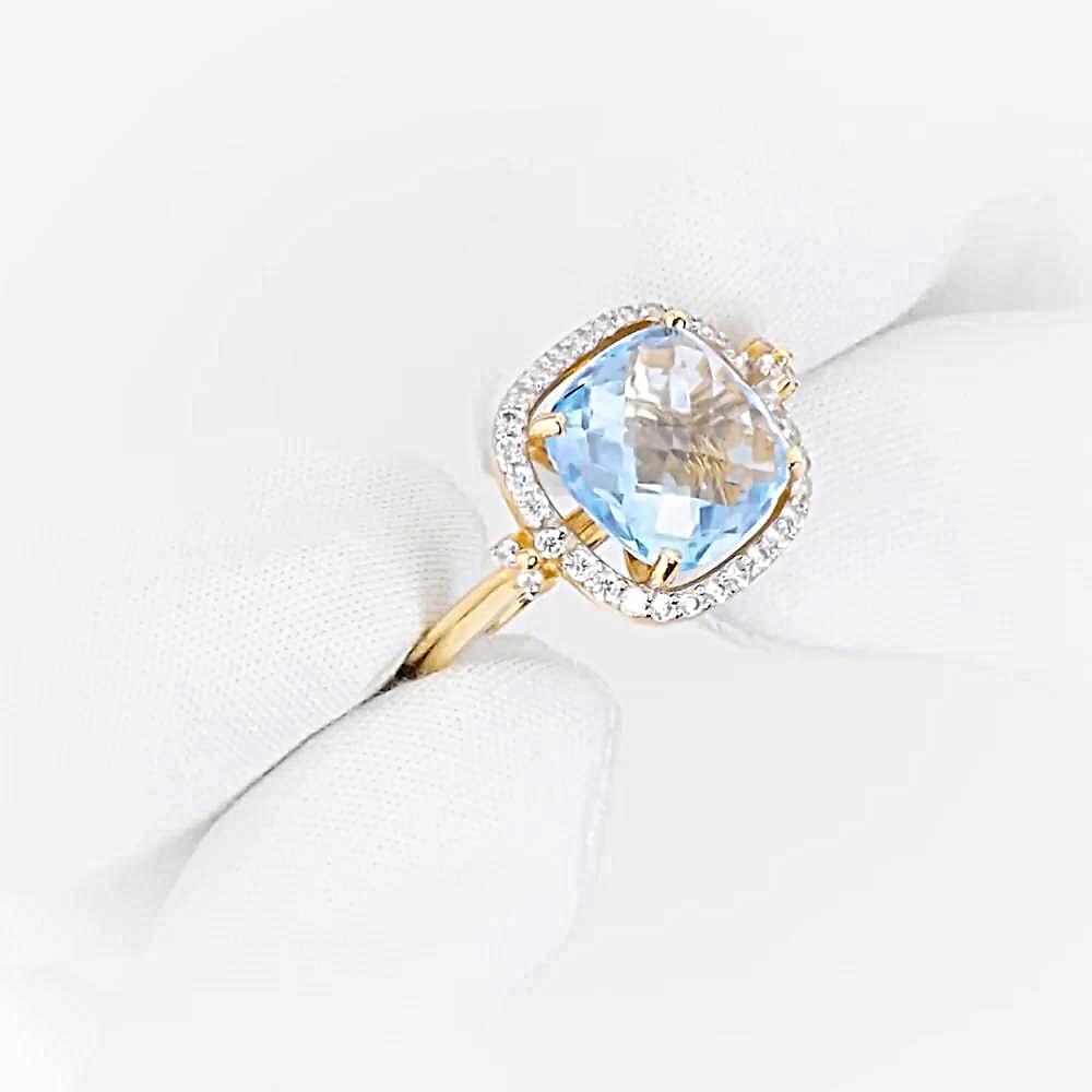 Кольцо с топазами и фианитами из красного золота 585 пробы 1