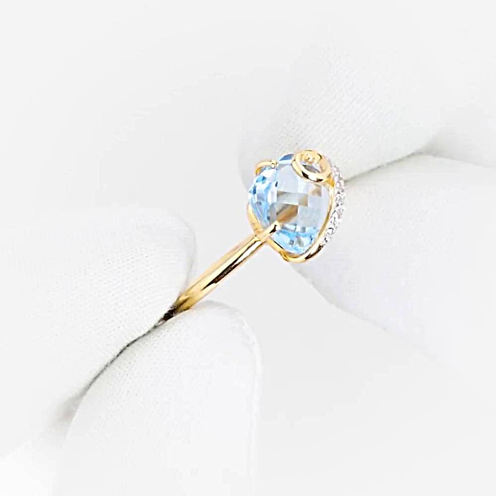 Кольцо с топазами и фианитами из красного золота 585 пробы 1