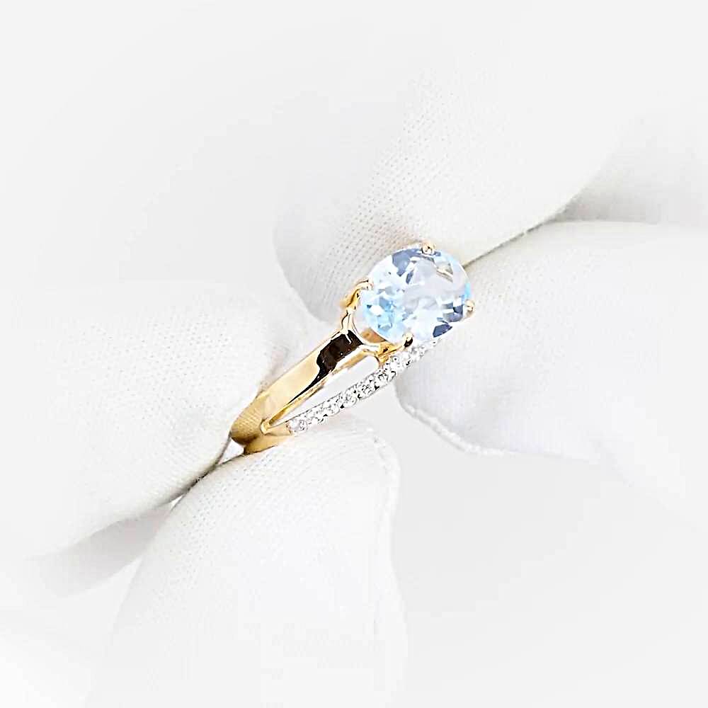 Кольцо с топазами и фианитами из красного золота 585 пробы 1