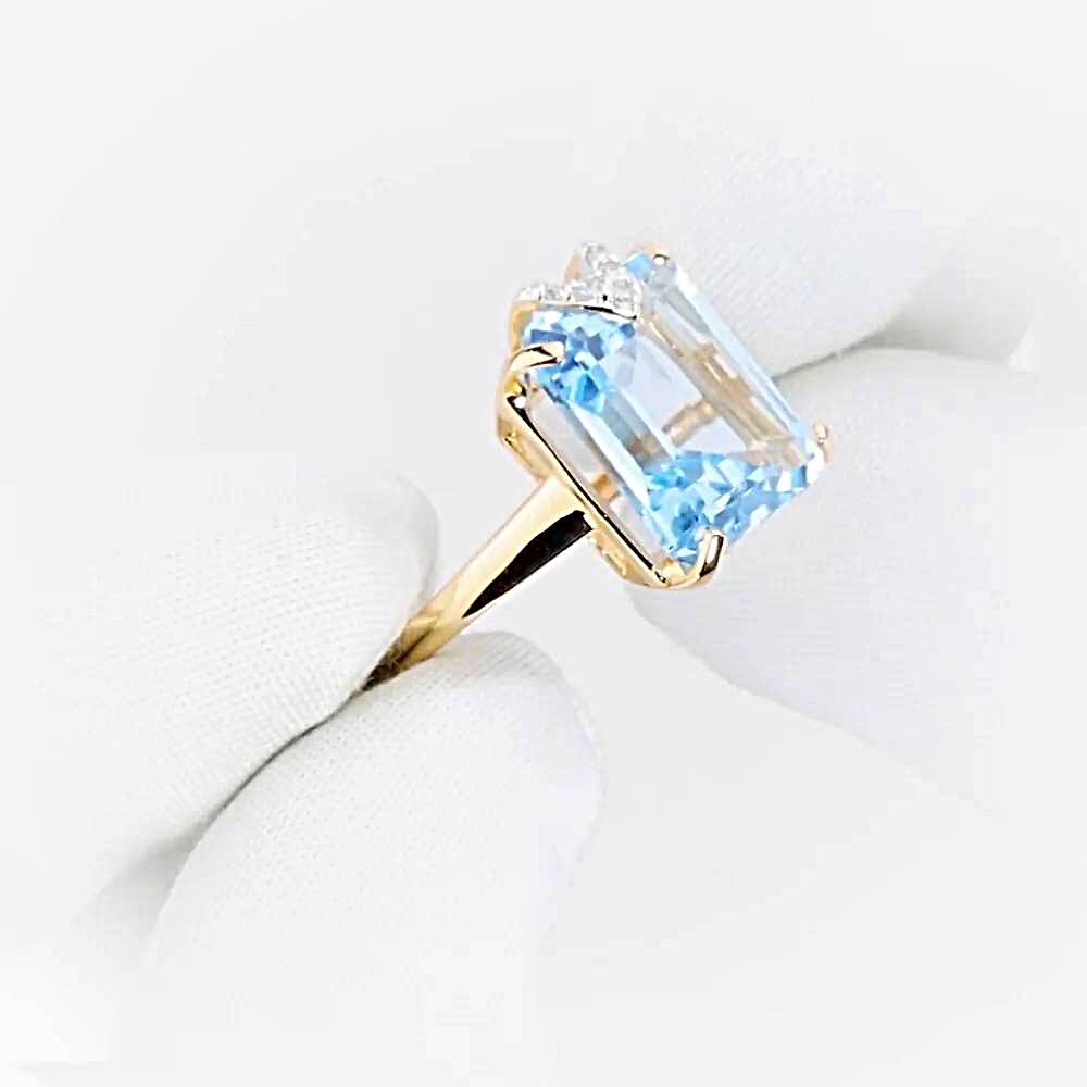 Кольцо с топазами и фианитами из красного золота 585 пробы 1