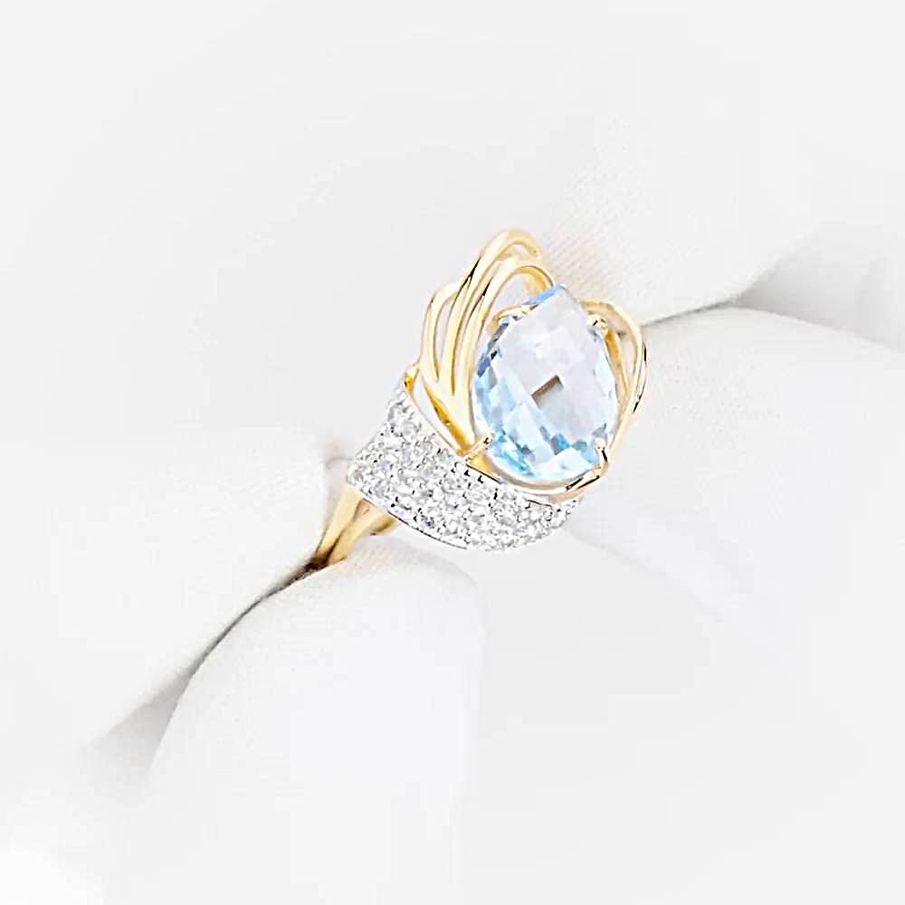 Кольцо с топазами и фианитами из красного золота 585 пробы 1