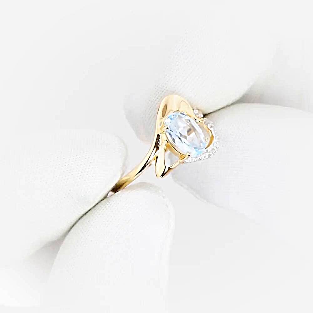 Кольцо с топазами и фианитами из красного золота 585 пробы 1