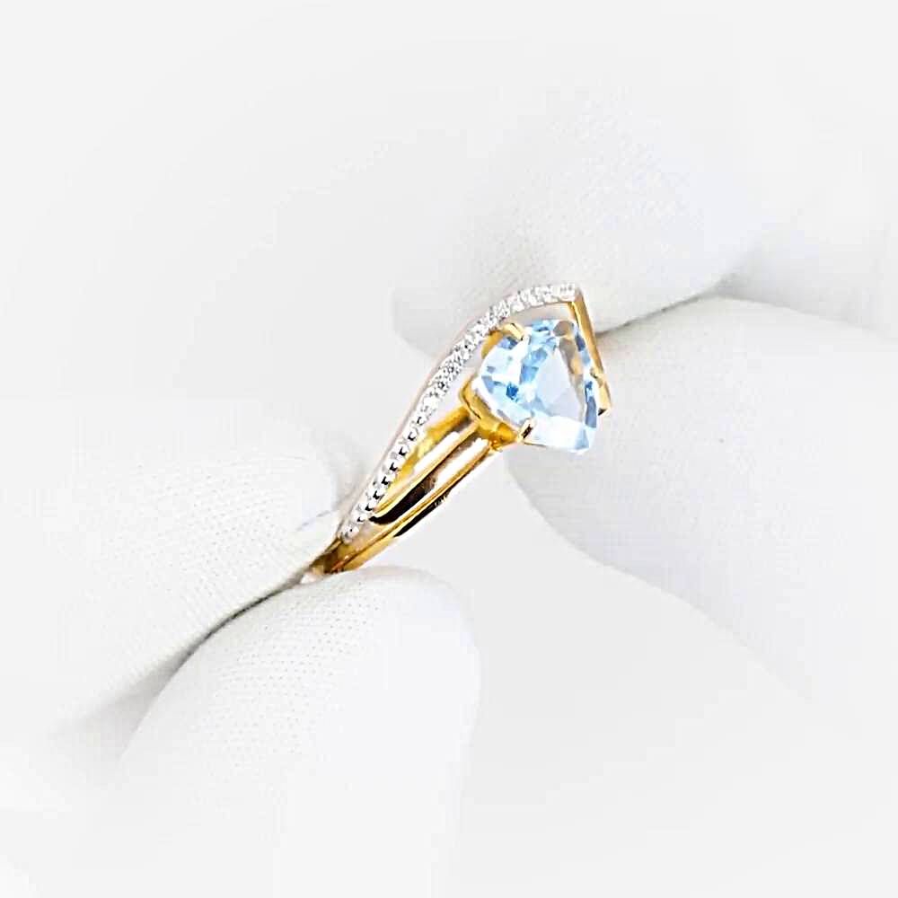 Кольцо с топазами и фианитами из красного золота 585 пробы 1