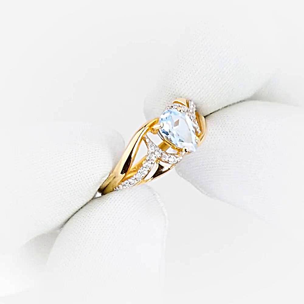 Кольцо с топазами и фианитами из красного золота 585 пробы 1