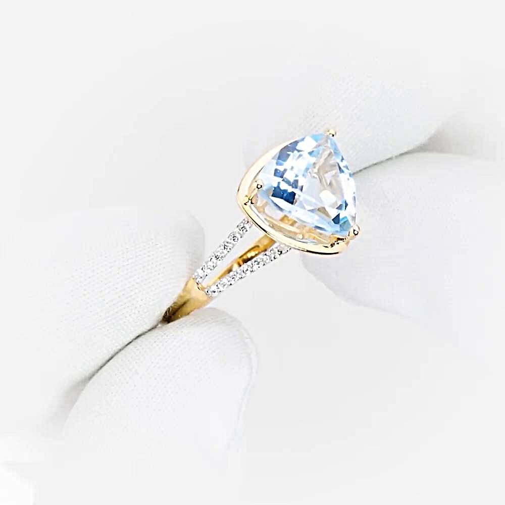 Кольцо с топазами и фианитами из красного золота 585 пробы 1