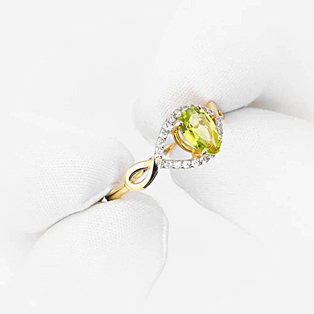 Кольцо с хризолитами и фианитами из красного золота 585 пробы 1