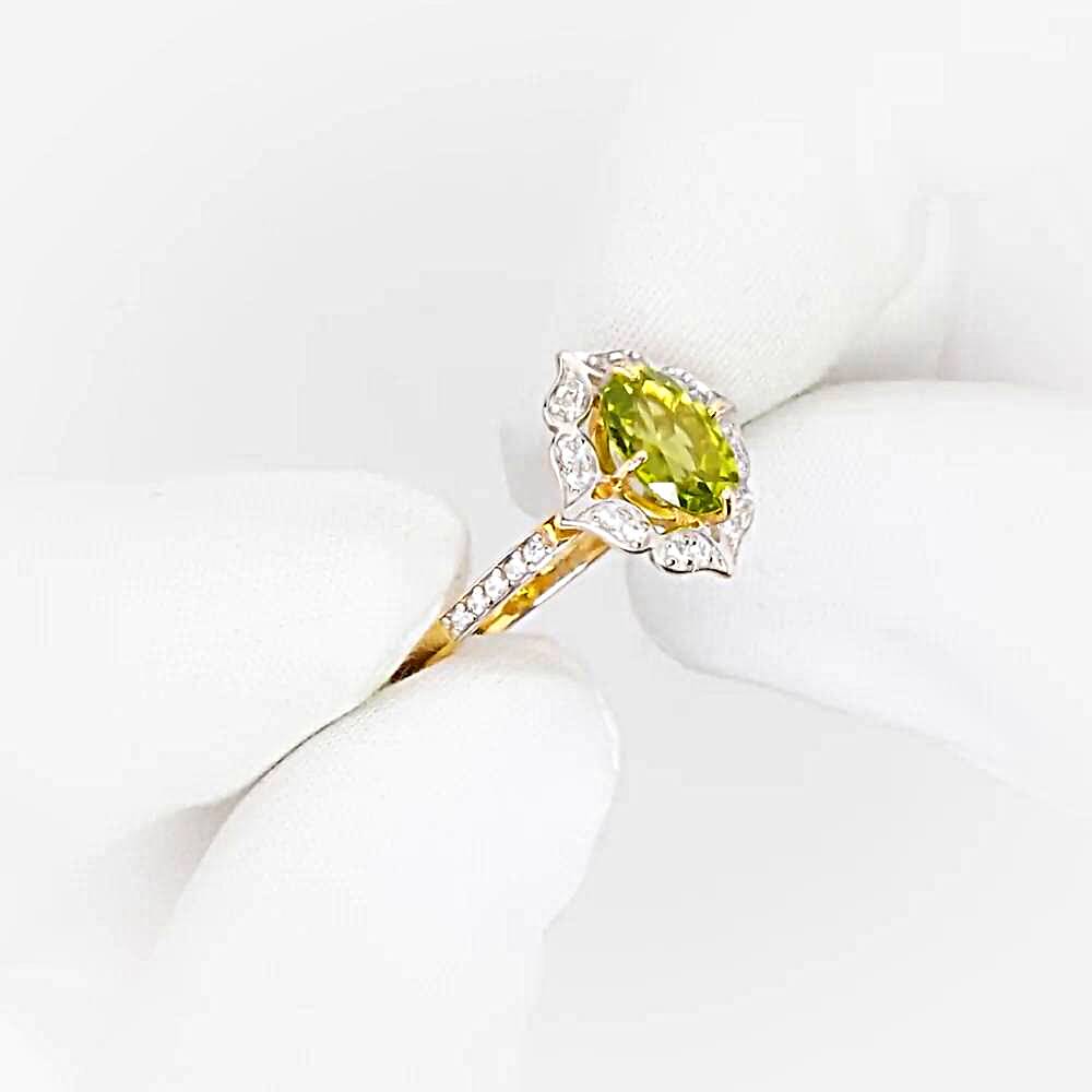 Кольцо с хризолитами и фианитами из красного золота 585 пробы 1