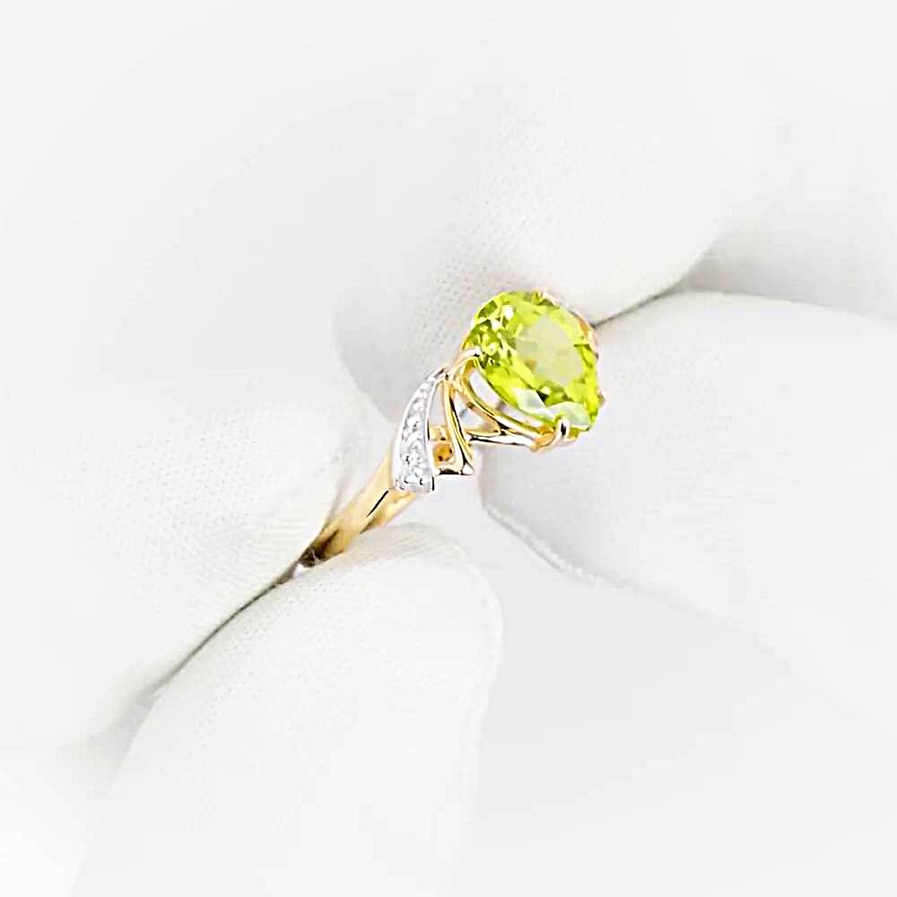 Кольцо с хризолитами и фианитами из красного золота 585 пробы 1