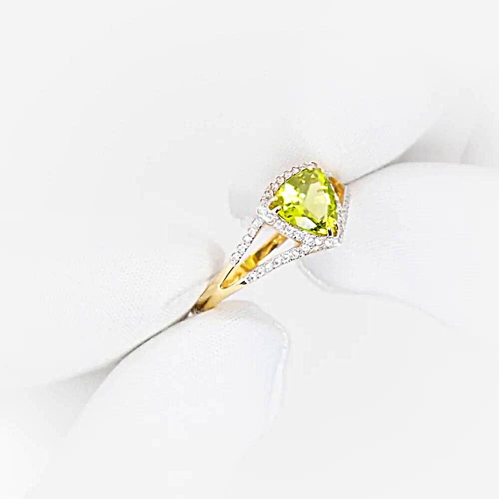 Кольцо с хризолитами и фианитами из красного золота 585 пробы 1