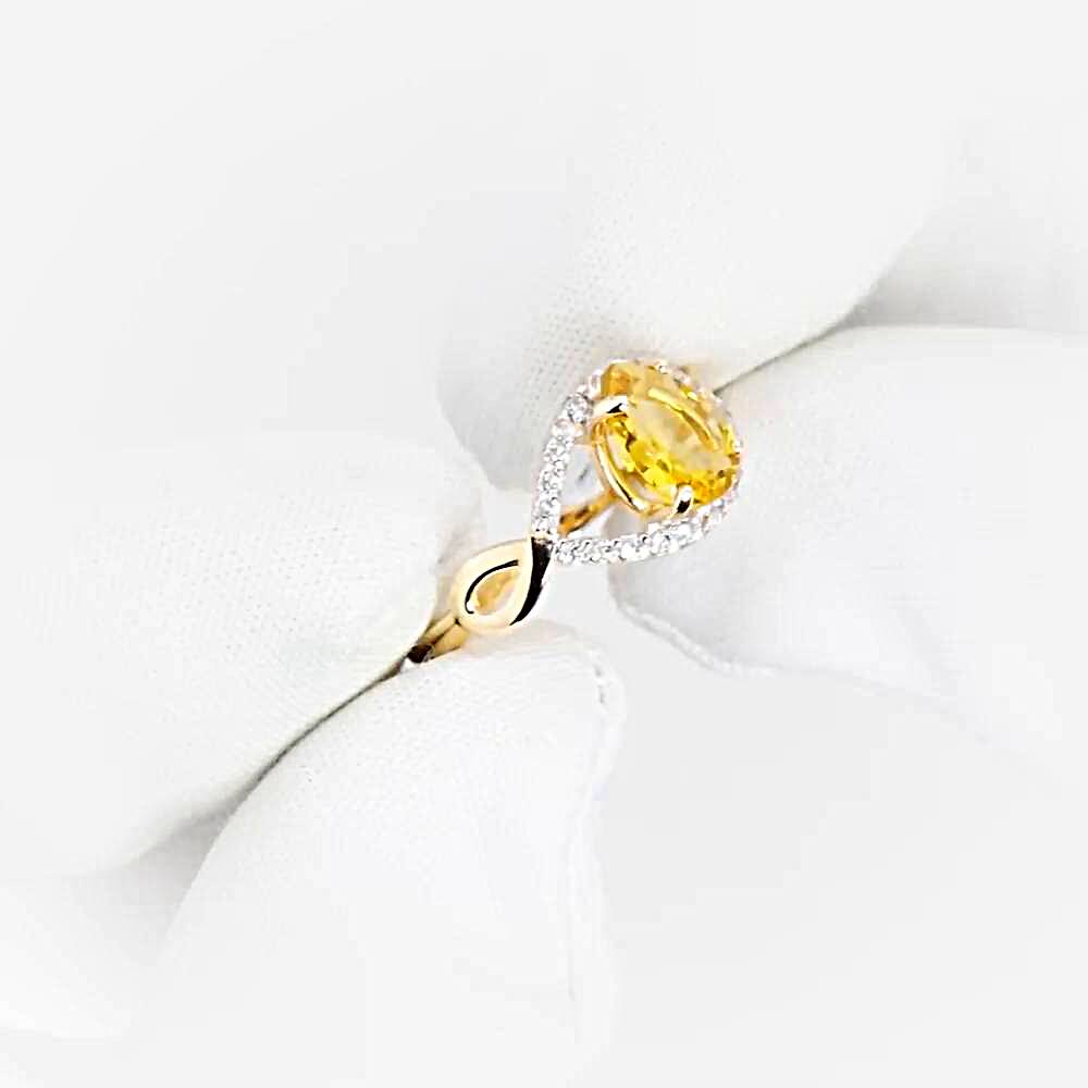 Кольцо с цитринами и фианитами из красного золота 585 пробы 1