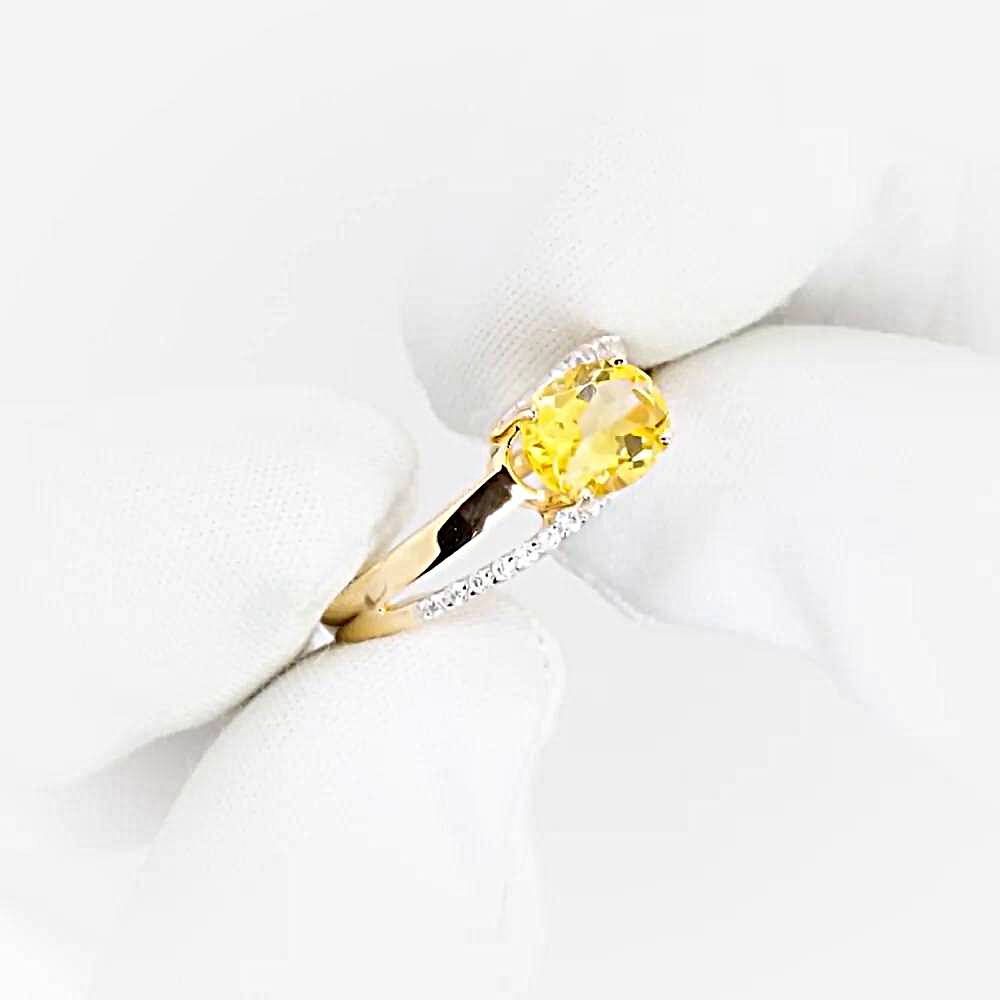 Кольцо с цитринами и фианитами из красного золота 585 пробы 1