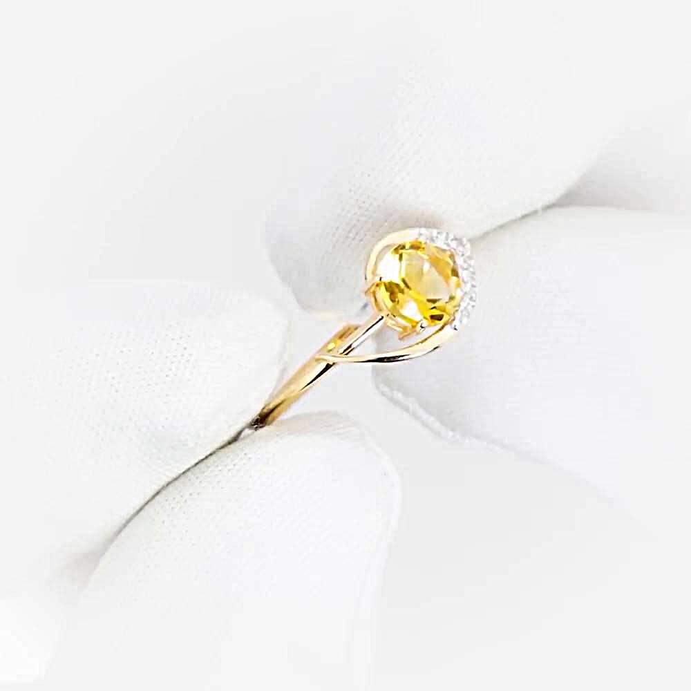 Кольцо с цитринами и фианитами из красного золота 585 пробы 1