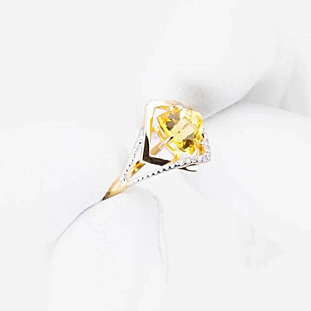 Кольцо с цитринами и фианитами из красного золота 585 пробы 1