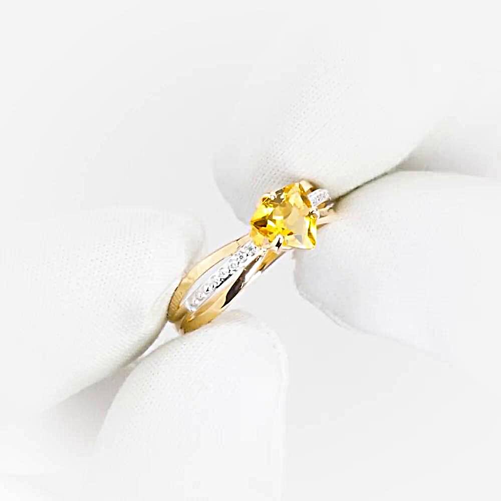 Кольцо с цитринами и фианитами из красного золота 585 пробы 1