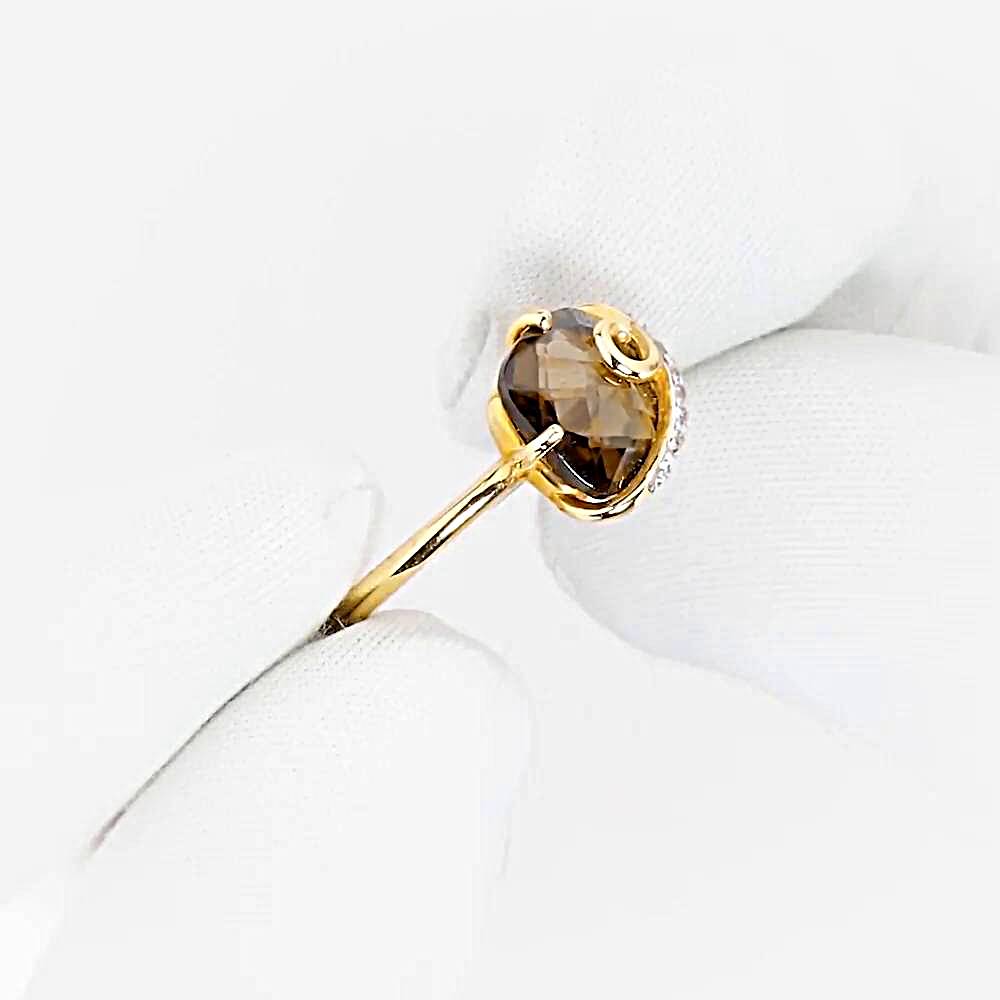 Кольцо с раух-топазами и фианитами из красного золота 585 пробы 1