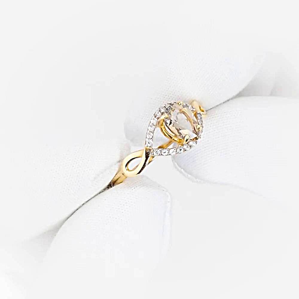 Кольцо с раух-топазами и фианитами из красного золота 585 пробы 1