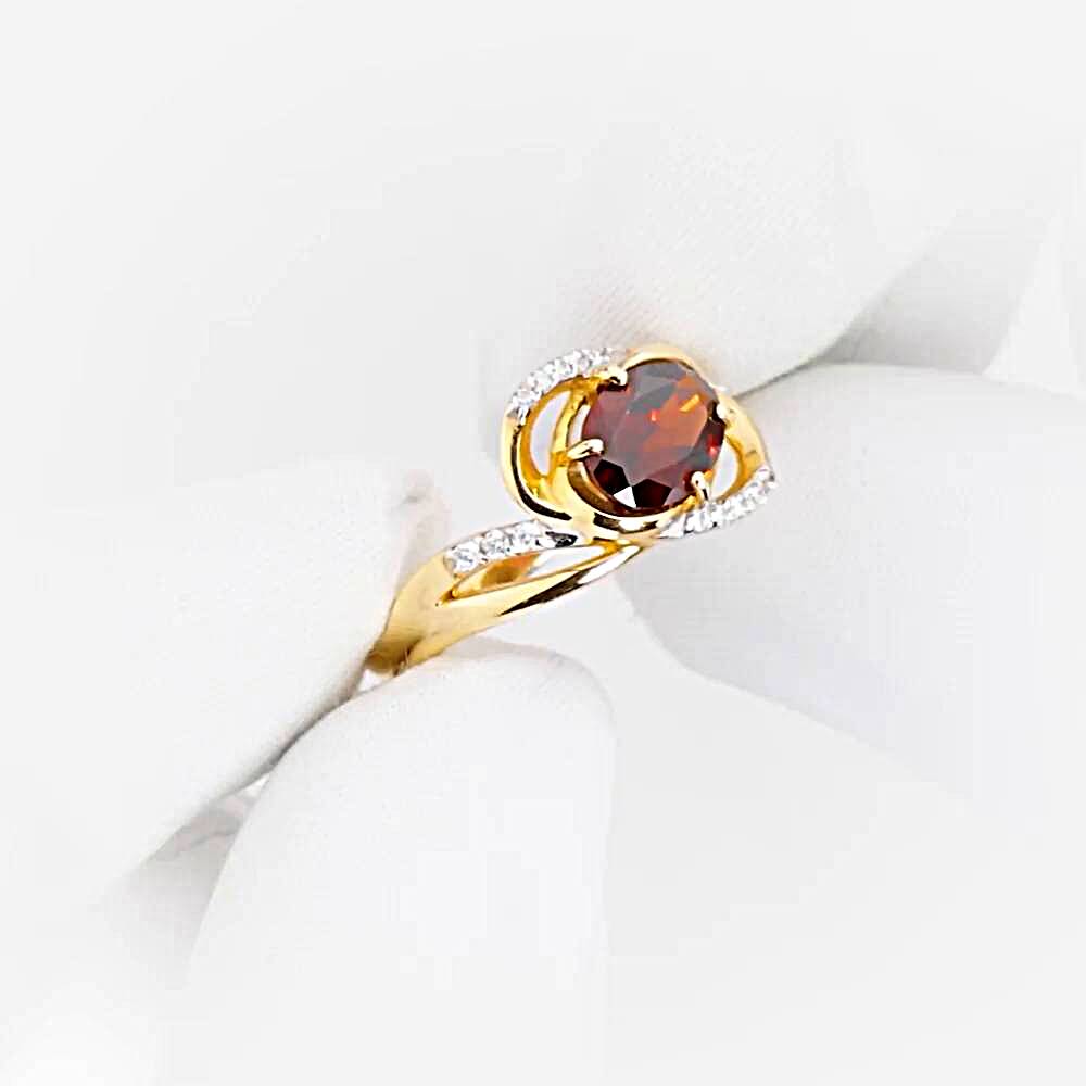 Кольцо с гранатами и фианитами из красного золота 585 пробы 1