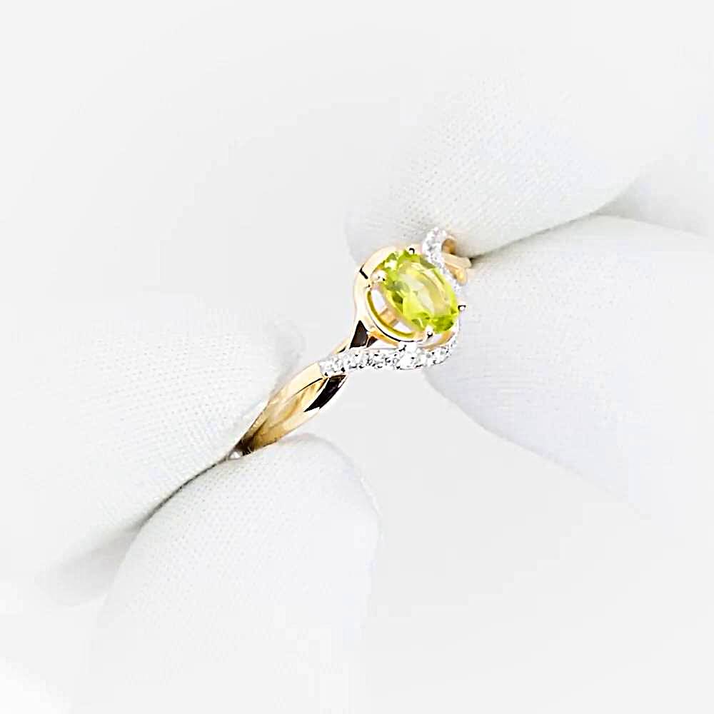 Кольцо с хризолитами и фианитами из красного золота 585 пробы 1