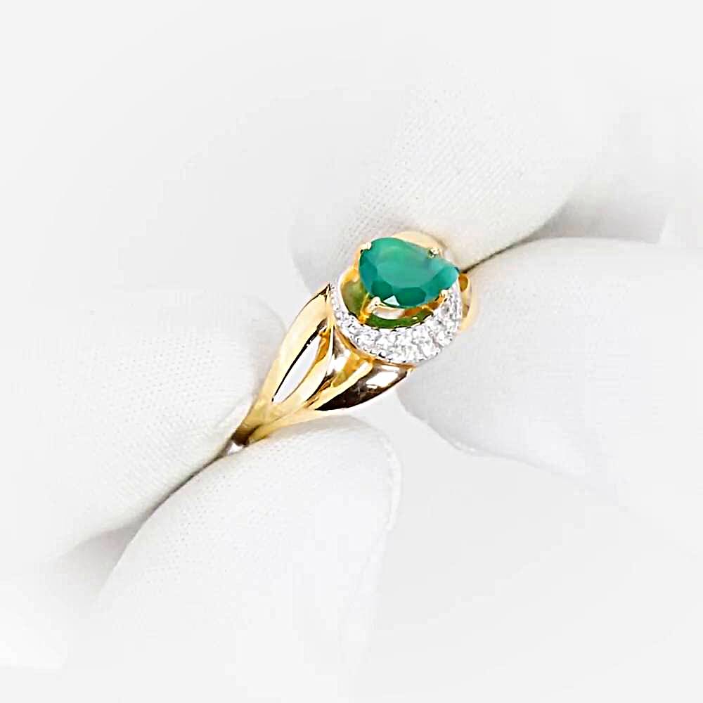 Кольцо с агатами и фианитами из красного золота 585 пробы 1